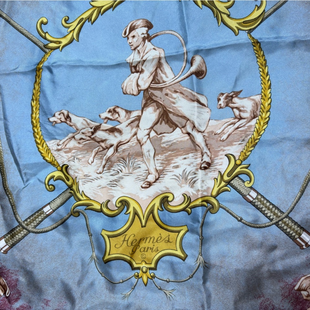 HERMES PARIS Chiens et Valets by Charles J. Hallo Silk Scarf France 1963 - Picture 4 of 13